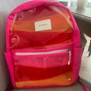 State Backpack Orange Pink Zigzag